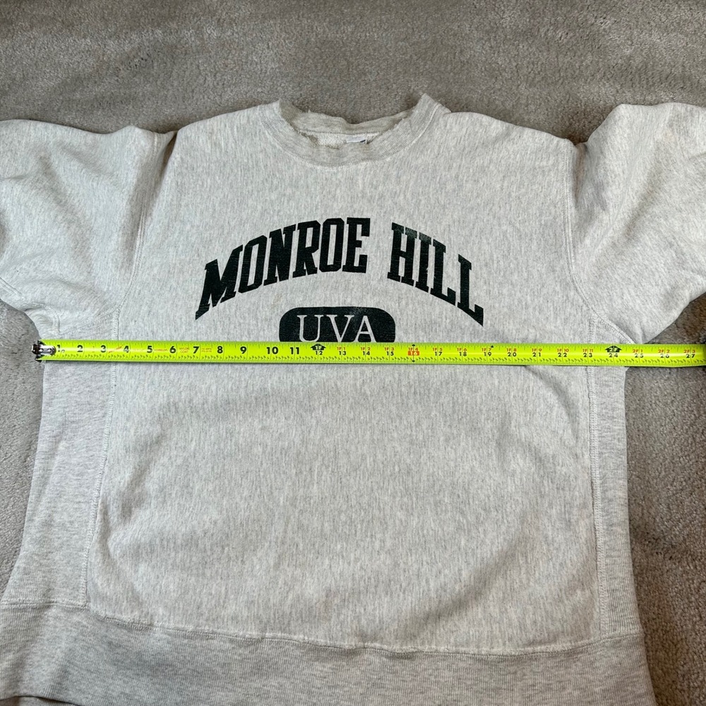 Vintage 90s Soffe Sweatshirt Mens XL Gray Monroe Hill UVA Made in USA Distressed - Picture 8 of 13